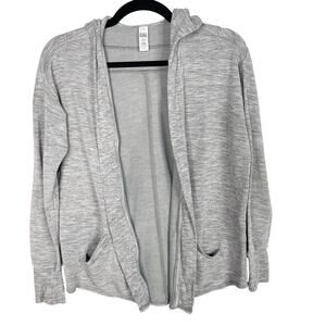 Athleta Girls Large 12 Heather Gray Open Front Cardigan Sweater Hoodie Modal